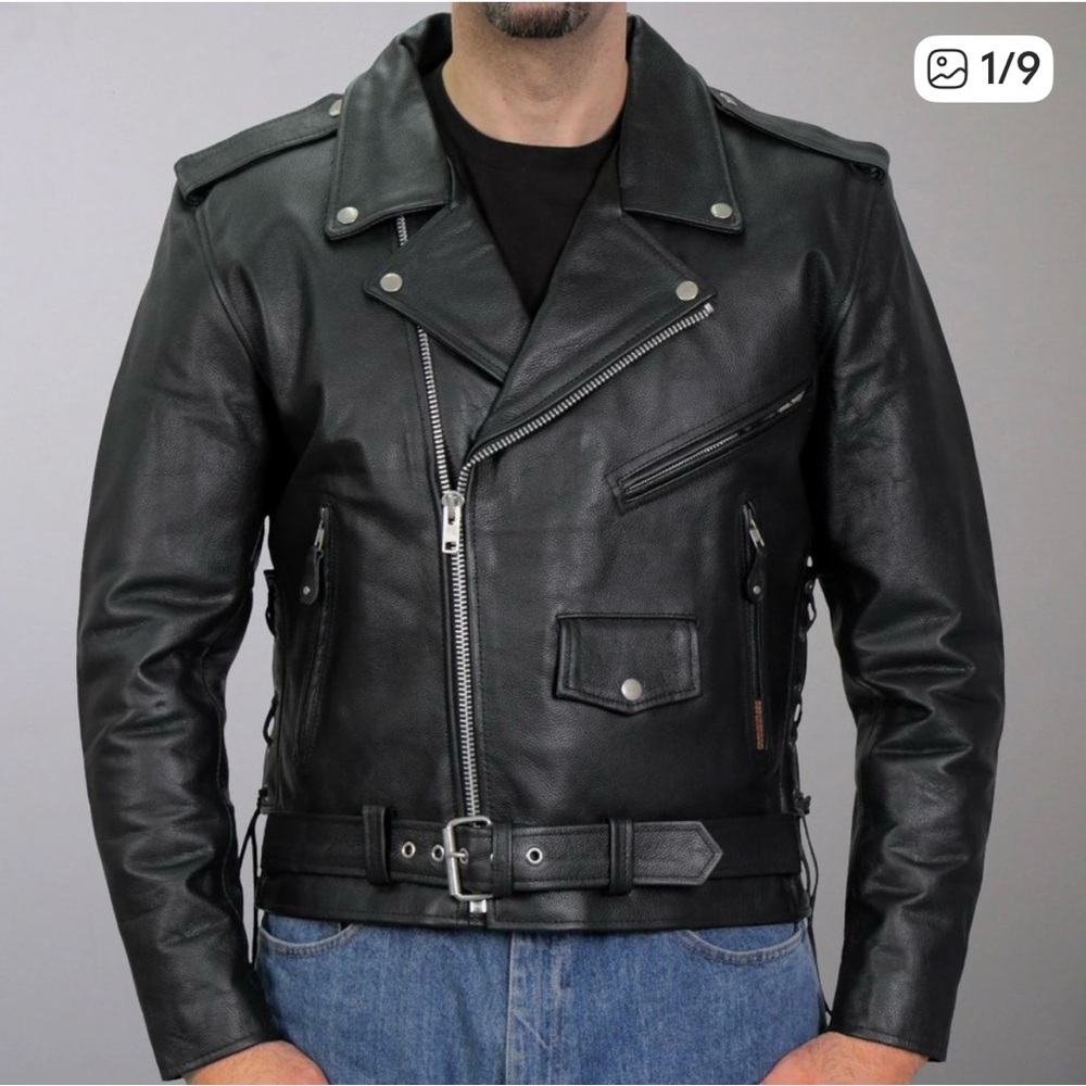 M&M Leather Black Leather Motorcycle Jacket
